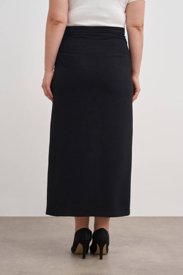 Siyah 1625112 Yırtmaçlı Kap Etek - 5