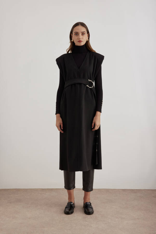 Siyah 18183111 Kemer Detalı Kap - Aker (1)