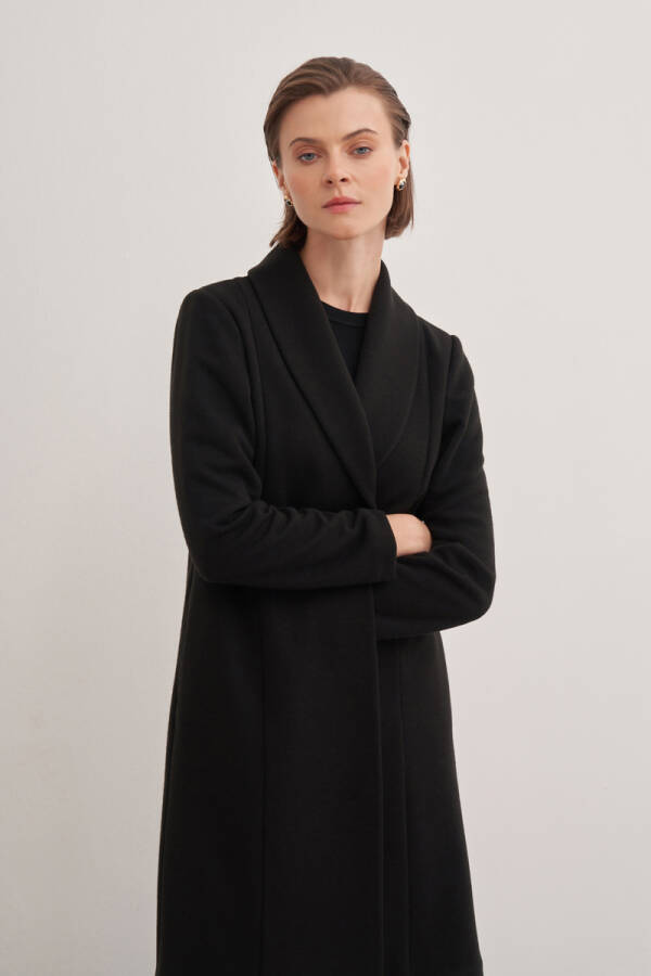 Siyah 22124111 Şal Yaka Hırka - Aker (1)