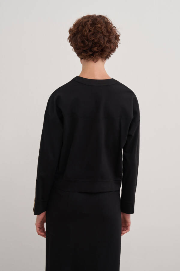 Siyah Fermuar Detaylı Spor Sweat - 6