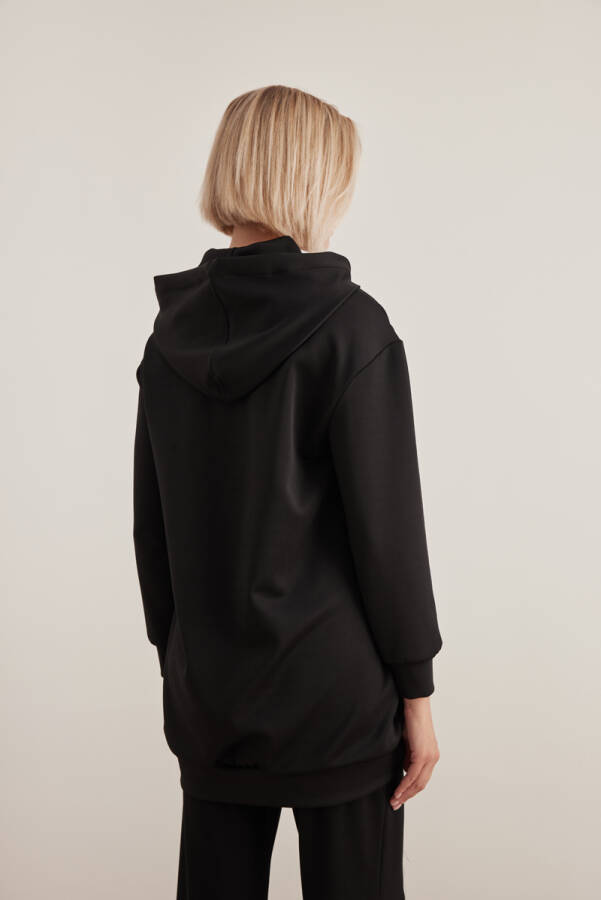 Siyah Kapüşonlu Sweatshirt - 6
