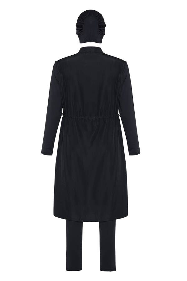 Siyah Fermuar Detaylı Tesettür Mayo - 3