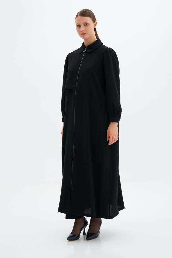 Siyah Fermuarlı Ferace - 1