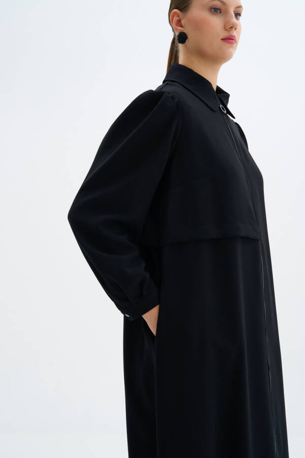 Siyah Fermuarlı Ferace - 5