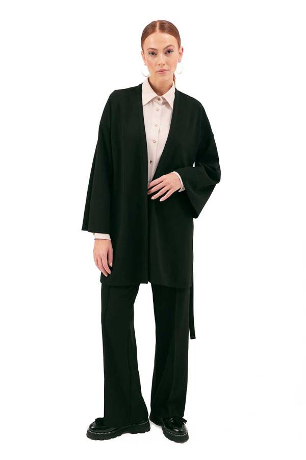 Siyah Beli Lastikli Pantolon - 1