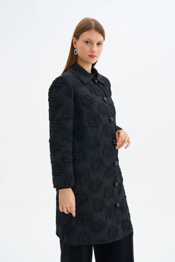 Siyah Çiçek Jakarlı Kap - 3