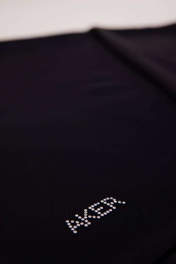 Siyah 65X190 Viskon Saten Taşlı Şal - 2