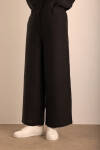 Siyah Beli Lastikli Keten Pantolon - 2