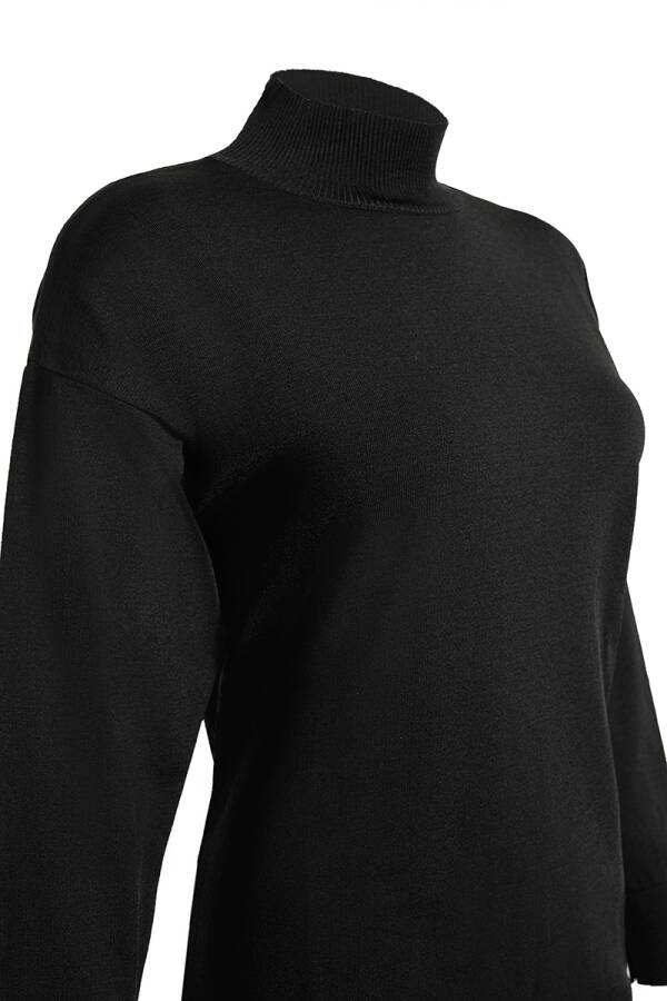 Siyah 3656111 İnce İpli Düz Triko Tunik - Aker (1)