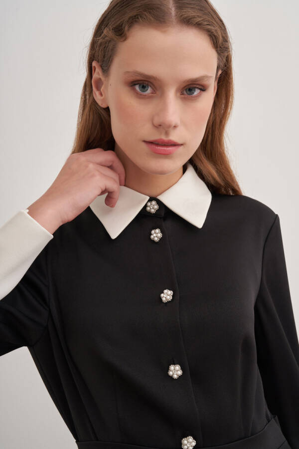 Siyah Garnili Şık Elbise - Aker (1)