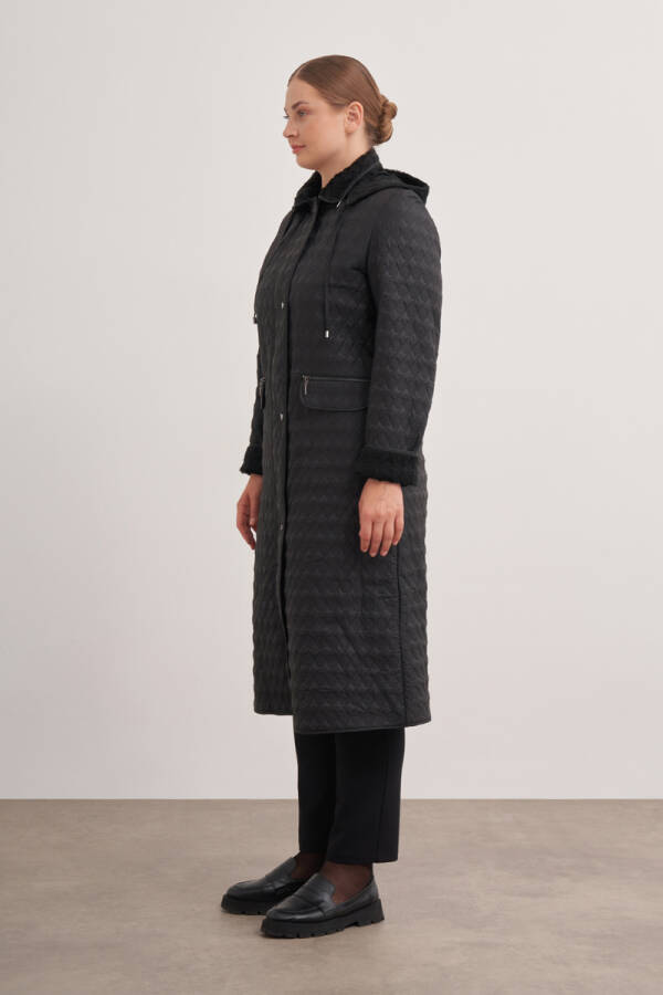 Siyah 5316112 Kapitone Uzun Şişme Mont - Aker (1)