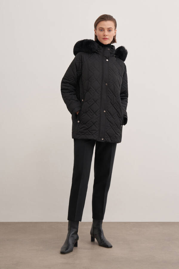 Siyah 5791111 Kapüşonlu Kapitone Mont - Aker (1)