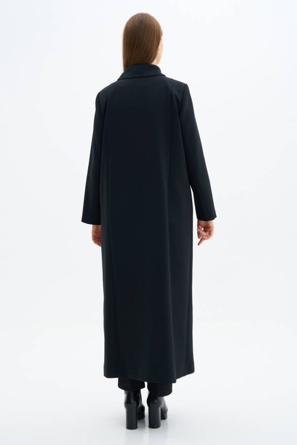 Siyah Klasik Kesim Manto - 6