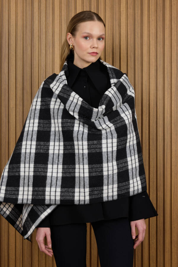 Siyah 70X200 Ekose Çizgili Şal - 3