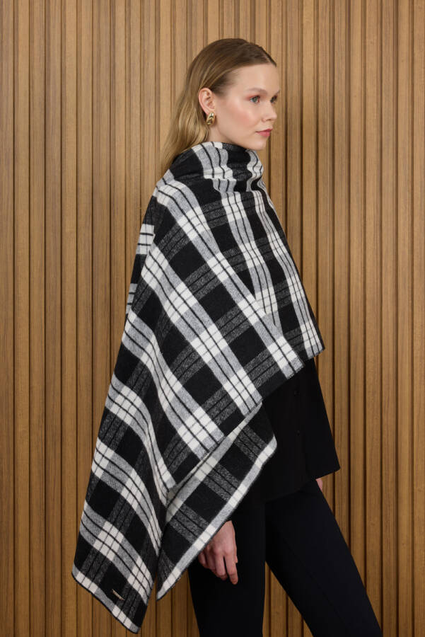 Siyah Ekose Çizgili Şal - Aker