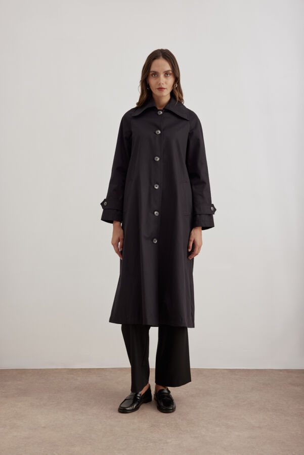 Siyah 7161111 Reglan Trençkot - 4