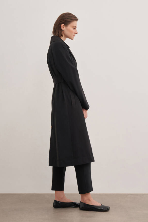 Siyah 7163111 Regular Trençkot - 2