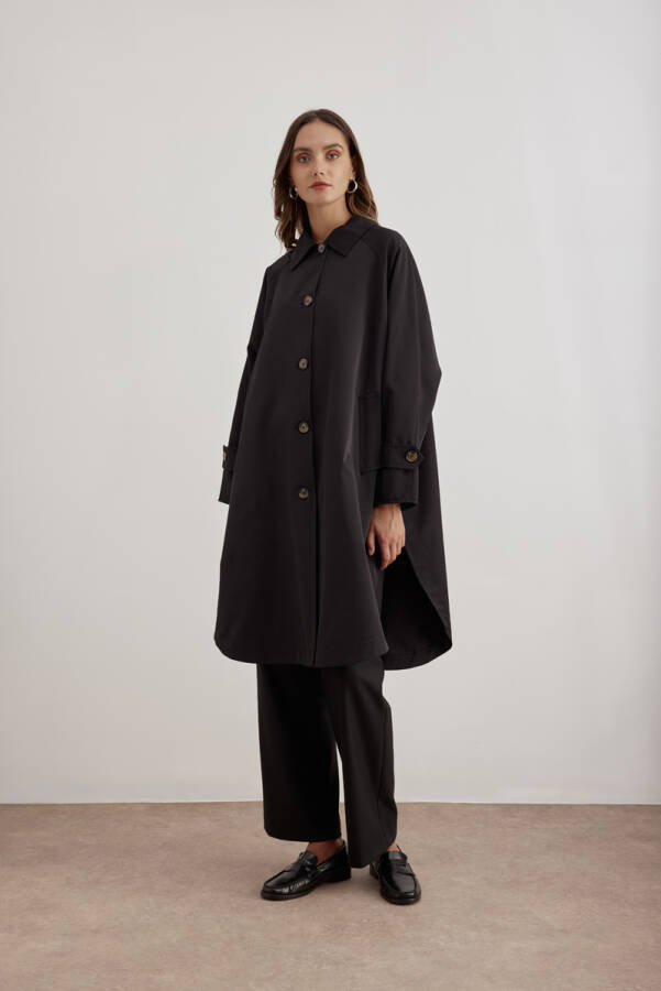 Siyah Pelerin Yağmurluk - Aker