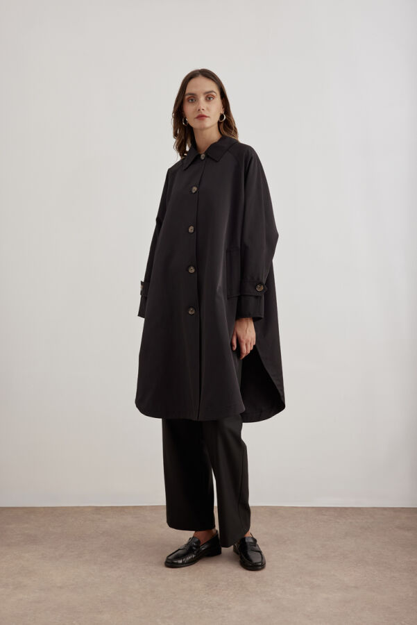 Siyah Pelerin Yağmurluk - Aker