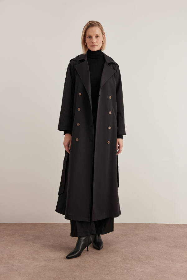 Siyah 7179111 Apolet Detaylı Pardösü - Aker (1)