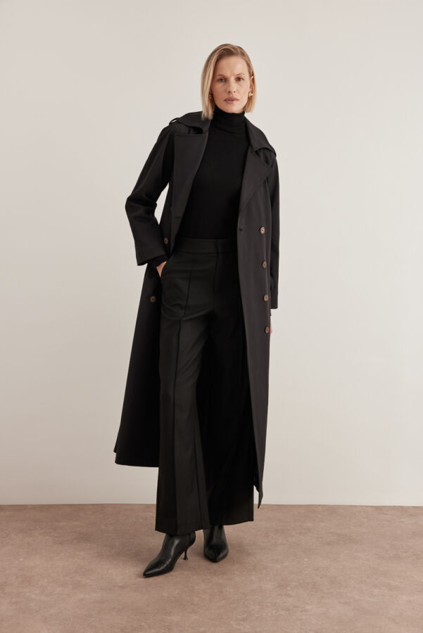 Siyah Apolet Detaylı Pardösü - Aker