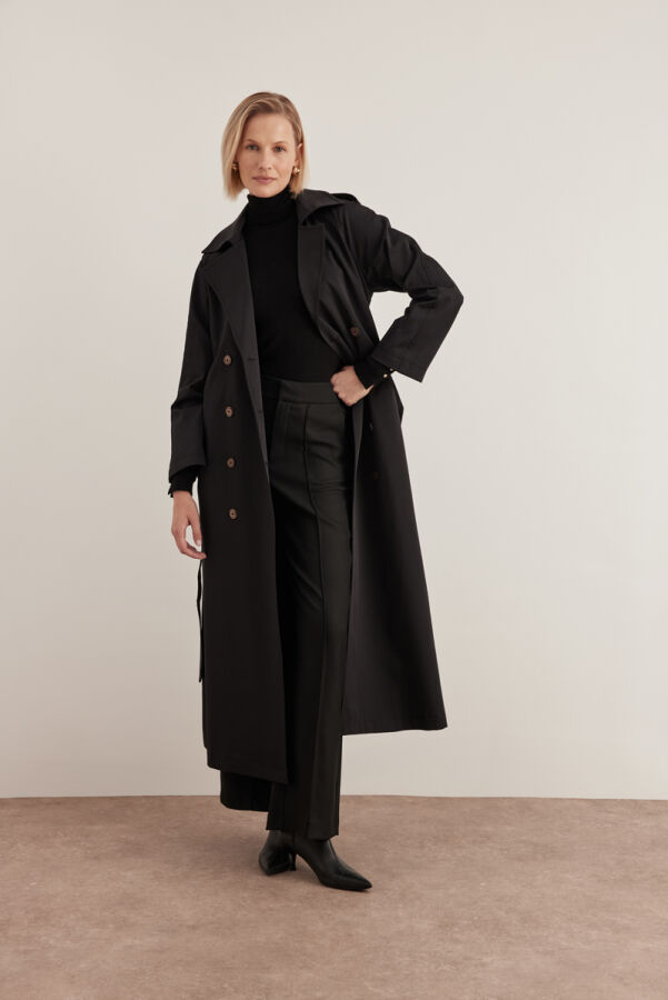 Siyah Apolet Detaylı Pardösü - 3