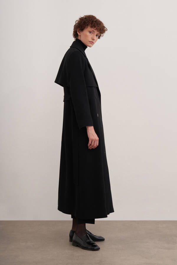 Siyah 7182111 Kruvaze Pardösü - Aker (1)