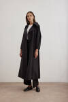 Siyah Kemer Detaylı Pardösü - 4