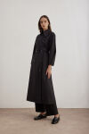 Siyah Kemer Detaylı Pardösü - 3