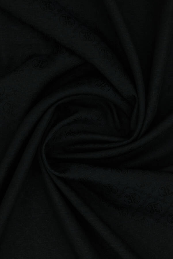 Siyah 75X190 CM K.Pierre Cardin Logolu İpek Koton Jakar Etol - 2
