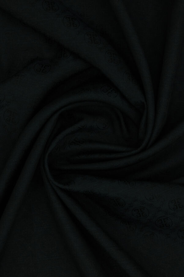 Siyah 75X190 CM Logolu İpek Koton Jakar Şal - Pierre Cardin (1)