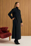 Siyah Yaka İşlemeli Pardösü - 5
