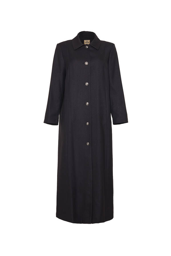 Siyah 7640112 Kendinden Simli Pardösü - Aker