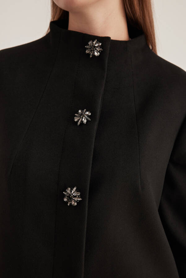 Siyah Bisiklet Yaka Kaban - 3