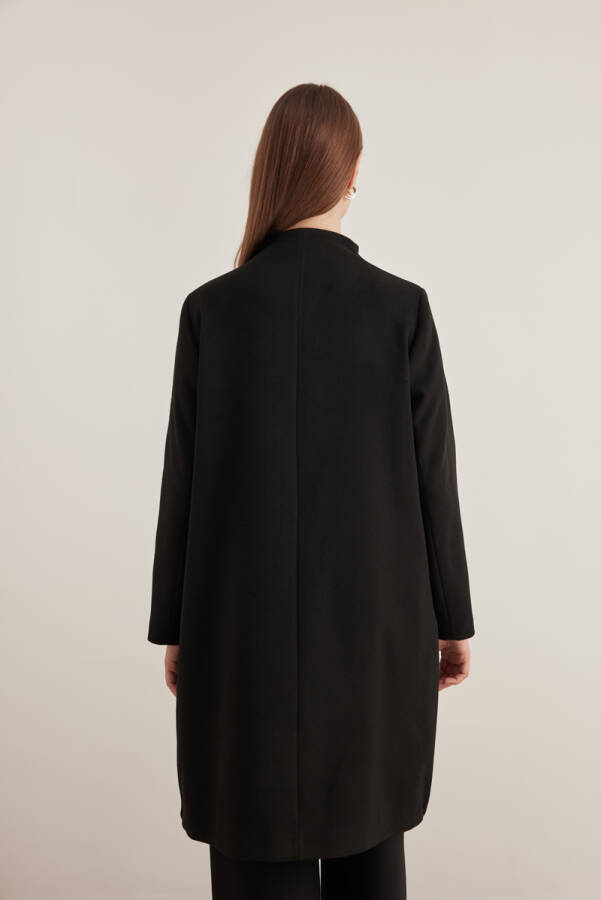 Siyah Bisiklet Yaka Kaban - 5