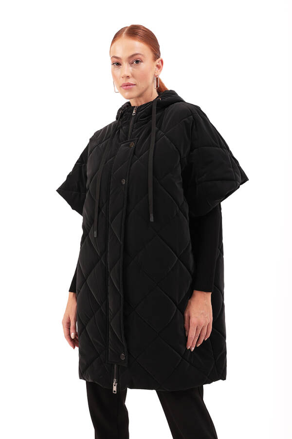 Siyah Kapitone Oversize Yelek - 1