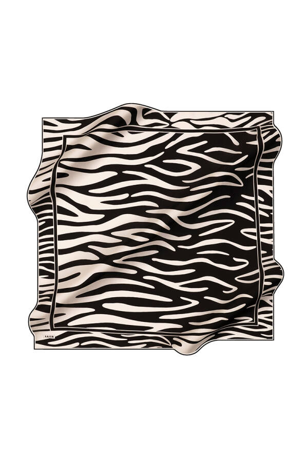 Siyah 90X90 İpek Krep Saten Eşarp - 1