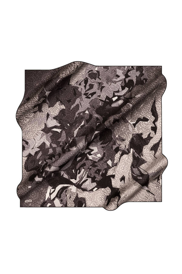 Siyah 90X90 İpek Krep Saten Eşarp - 1