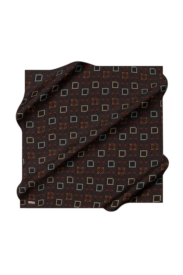 Siyah 90X90 İpek Krep Saten Eşarp - Aker (1)