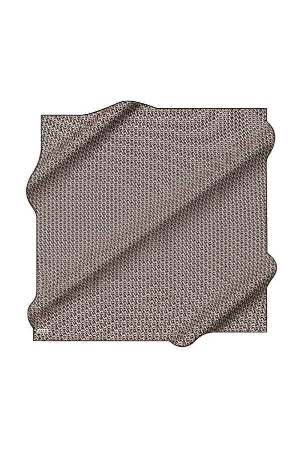 Siyah 90X90 İpek Krep Saten Eşarp - 1