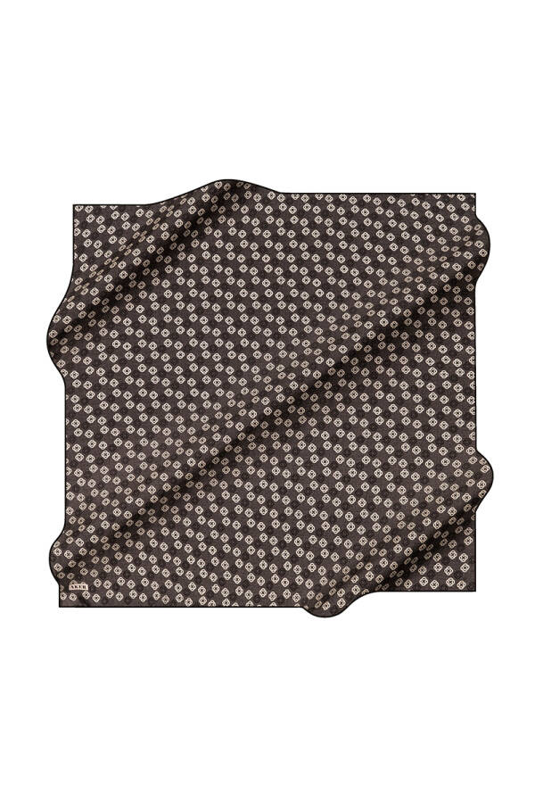 Siyah 90X90 İpek Krep Saten Eşarp - 1