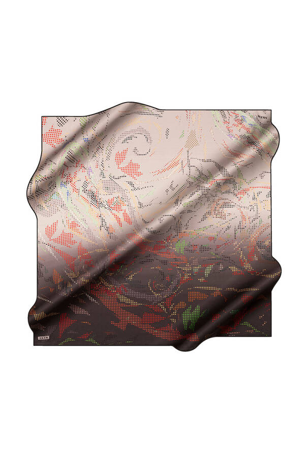 Siyah 90X90 İpek Krep Saten Eşarp - 1