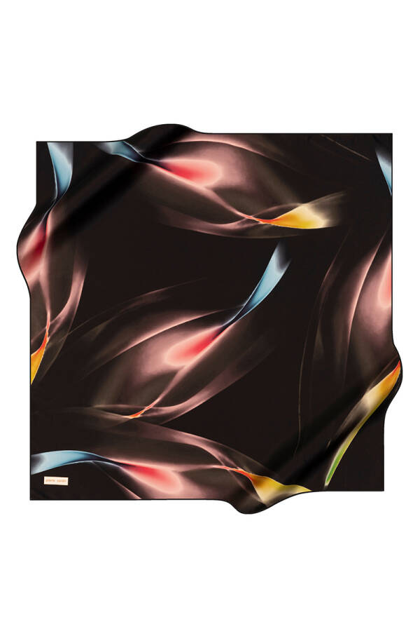 Siyah 90X90 İpek Krep Saten Eşarp - 1