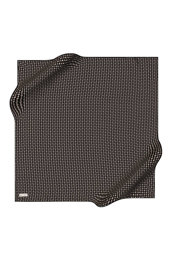 Siyah 90X90 İpek Krep Saten Eşarp - 1