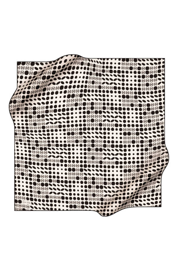 Siyah 90X90 İpek Krep Saten Eşarp - 1
