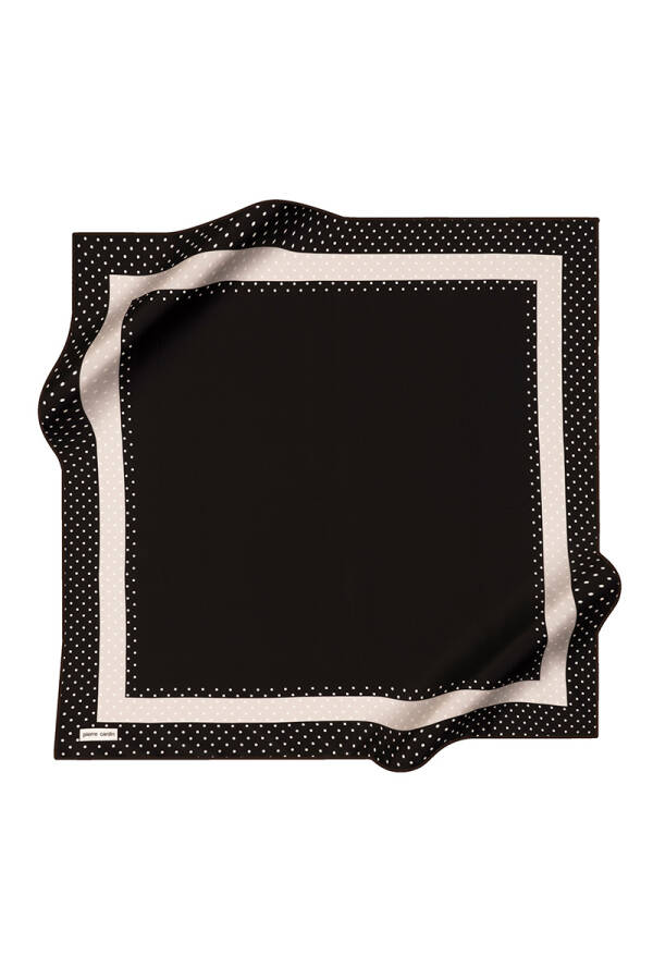 Siyah 90X90 İpek Krep Saten Eşarp - 2