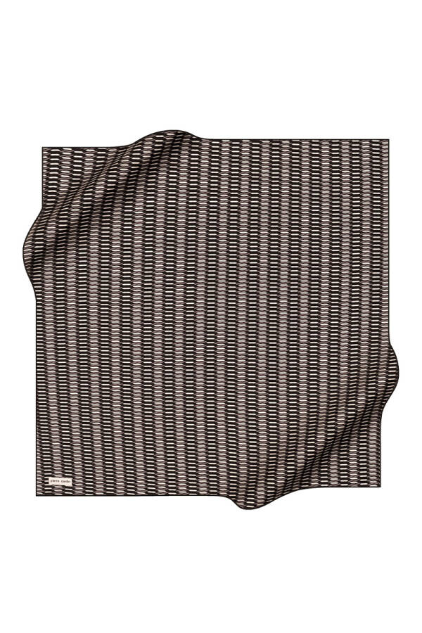 Siyah 90X90 İpek Krep Saten Eşarp - Pierre Cardin