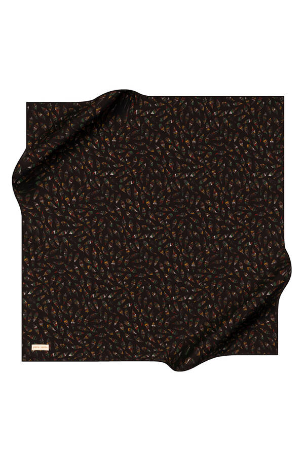 Siyah 90X90 İpek Krep Saten Eşarp - Pierre Cardin
