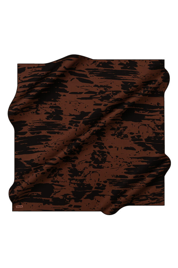 Siyah 90X90 İpek Krep Saten Eşarp - Aker