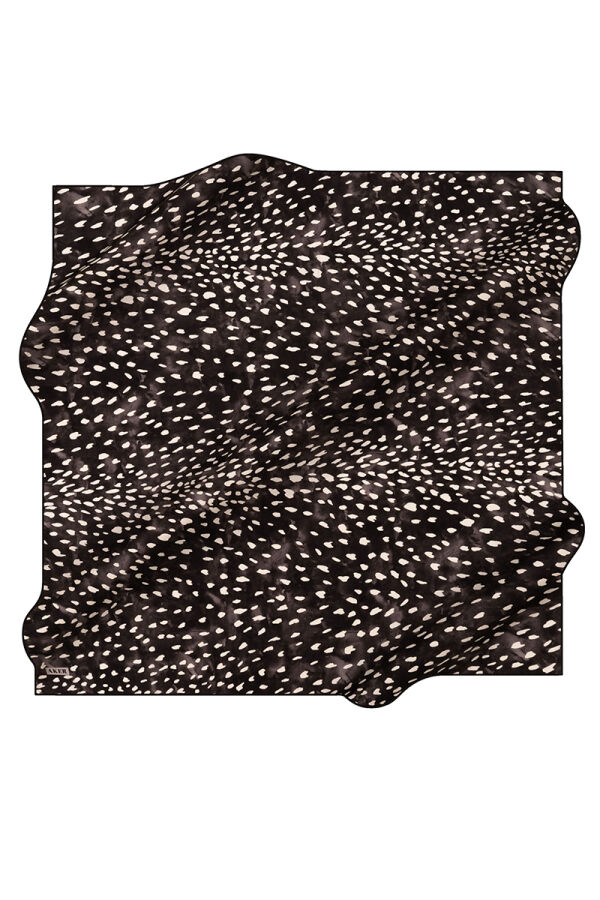 Siyah 90X90 İpek Krep Saten Eşarp - 1